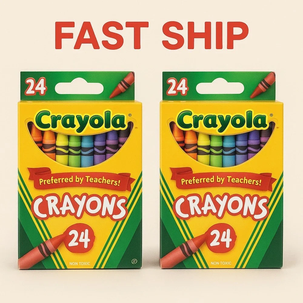 2 Packs Crayola 24 Count Crayons – Non-Toxic Coloring School Art Supplies NEW